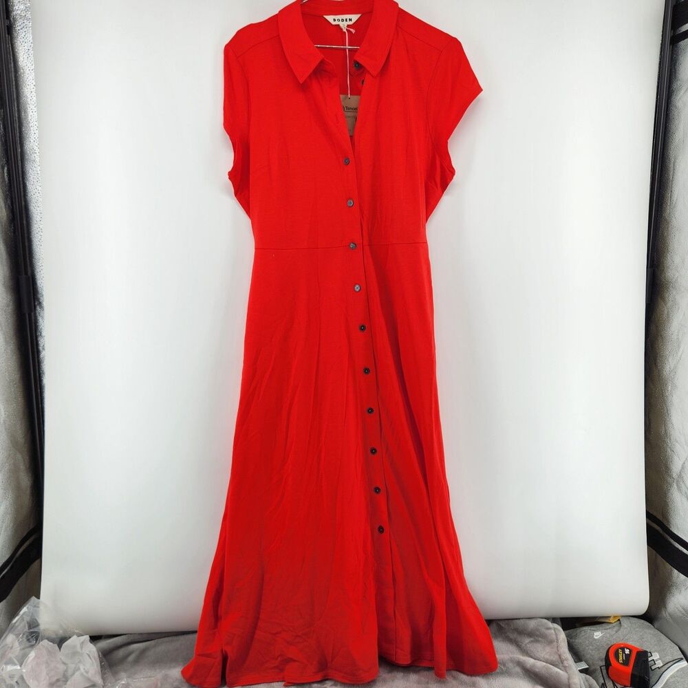 Boden Women's‎ 10P Petite Poppy Red Marcia Jersey Shirt Dress NWT
